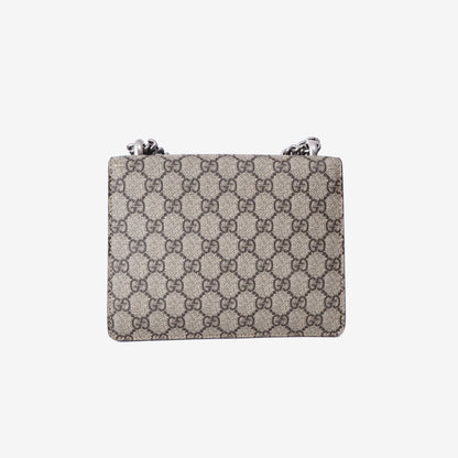Gucci Dionysus Shoulder Bag in Beige GG Supreme Canvas with Silver Hardware