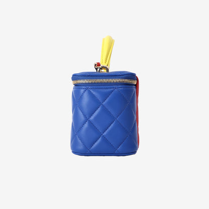 Chanel 26A Matthieu Blazy Superman x DC Vanity with Chain in Blue Quilted Lambskin with Yellow Enamel Logo Shield (Contact to Enquire)