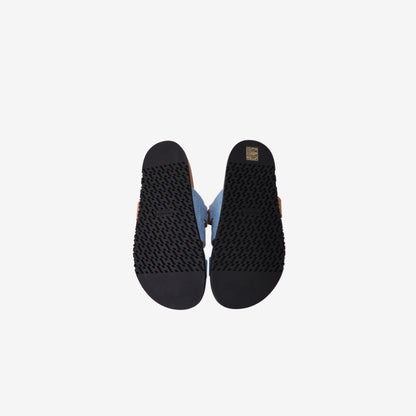 Hermès Chypre Sandals in Bleu Clair Denim and Naturel Veau Leather (Size 38)