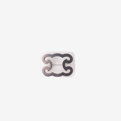 Celine Triomphe Motif Brooch in Silver-Tone Metal