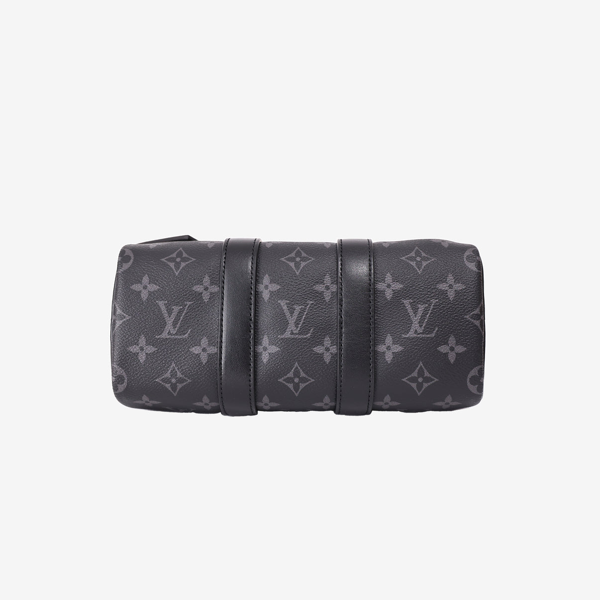 Louis Vuitton Keepall 25 in Monogram Eclipse Reverse Canvas with Black Leather Trim bottom view