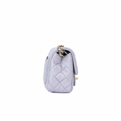 Chanel Pearl Crush Mini Square in Grey Lambskin with Gold Hardware (Contact to Enquire)