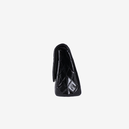 Chanel 2.55 Reissue Bag in Black Calfskin Leather with Silver Hardware