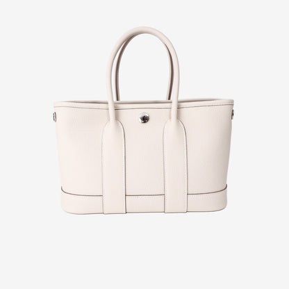 Hermès Garden Party 23 in White Togo Leather with Palladium Hardware