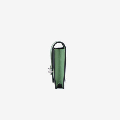 Hermès Roulis Wallet in Vert Criquet Evercolor Leather with Palladium Hardware side view