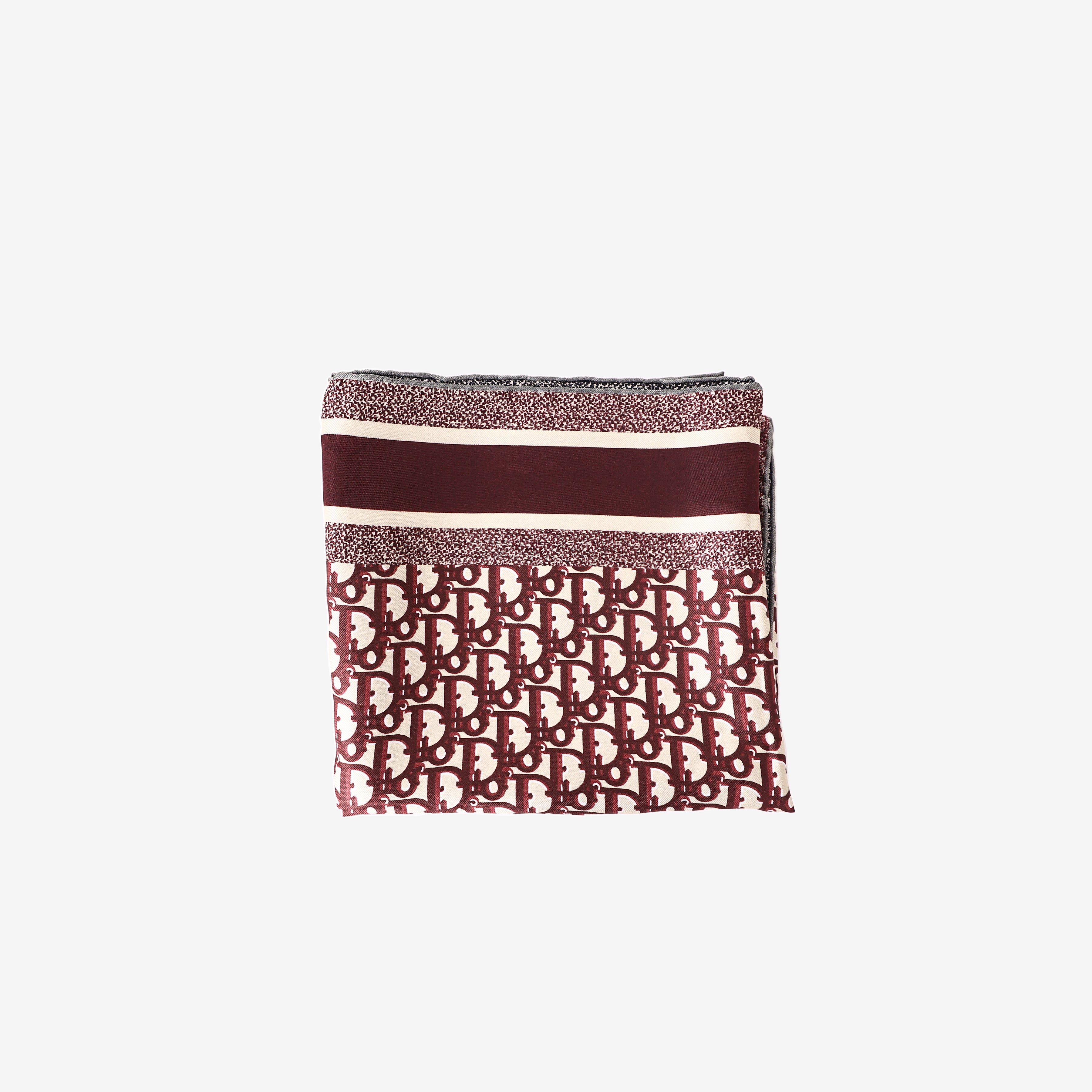 Dior Oblique Diortwin Square Scarf 90 in Burgundy and Navy Silk front view