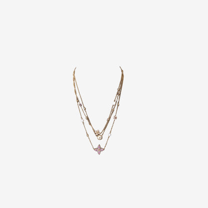 Louis Vuitton Blooming Symphony Necklace in Gold-Toned Metal with Rhinestones & White Resin Pearls (Contact to Enquire)