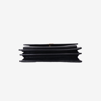 Saint Laurent Sunset Bag in Black Calfskin Leather with Gold Hardware