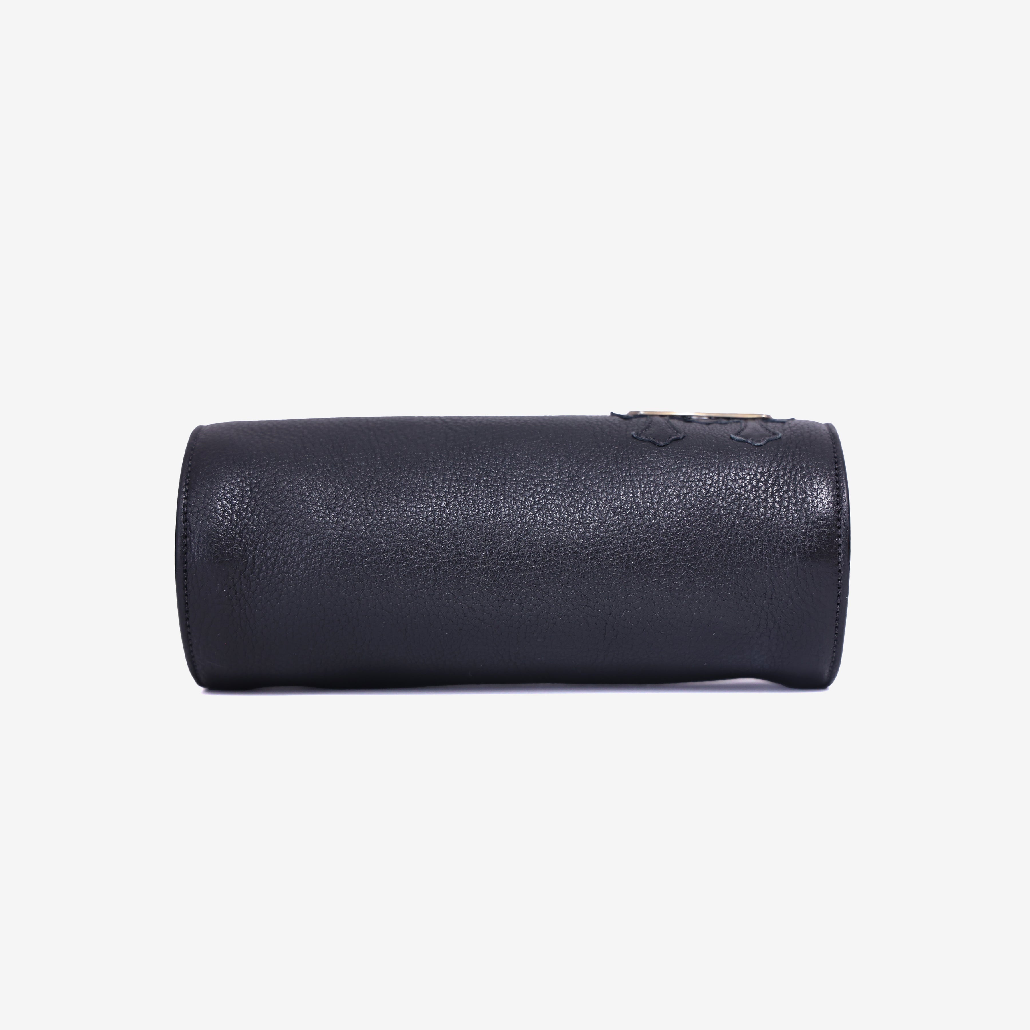 Chrome Hearts Grinds Cemetery Cross Tube Bag in Black Calfskin In Silver Hardware bottom view