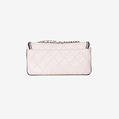 Chanel 2.55 East West Flap Bag in White Lambskin Leather (Contact to Enquire)