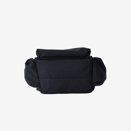 Burberry Medium Crossbody Rucksack Backpack in Black Nylon/Calfskin Leather with Silver Hardware