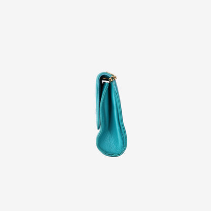 Vivienne Westwood Shoulder Chain Bag in Turquoise Nappa Leather with Gold Hardware