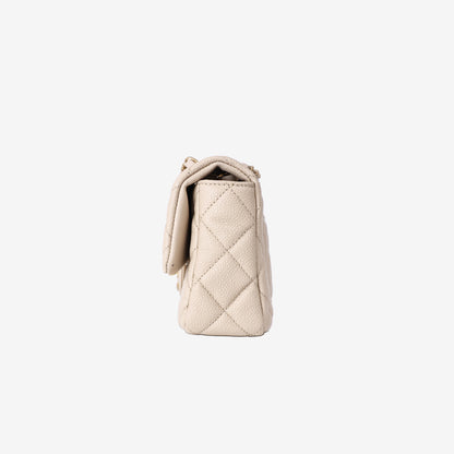 Chanel Sweetheart Flap Bag in Beige Caviar Leather with Gold Hardware