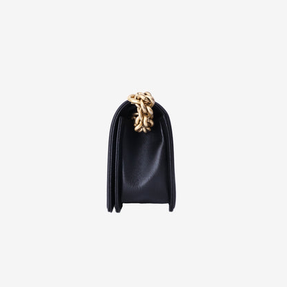 Chanel Boy Bag Medium in Black Calfskin Leather with Gold Hardware