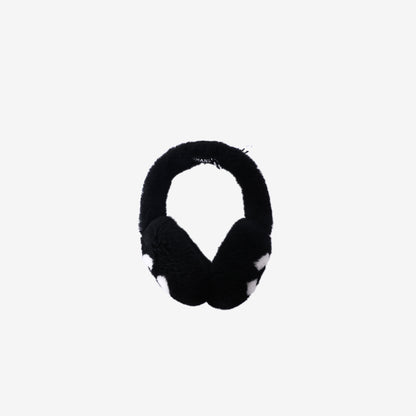 Chanel Shearling Lambskin Ear Muffs in Black/White