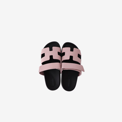 Hermès Chypre Sandals in Rose Cancan Calfskin Leather (Size 38)