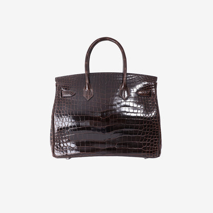 Hermès Birkin 30 in Brown Crocodile Leather with Palladium Hardware