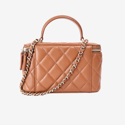 Chanel Vanity Case in Brown Lambskin with Gold Hardware