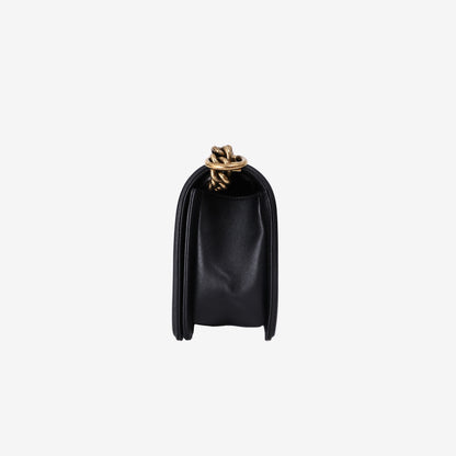 Chanel Boy Bag in White Black and Blue Lambskin Leather with Gold Hardware