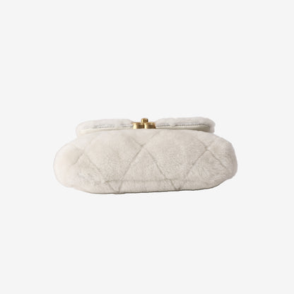 Chanel Shearling Flap Bag in Ecru Shearling/Lambskin Leather with Gold Hardware