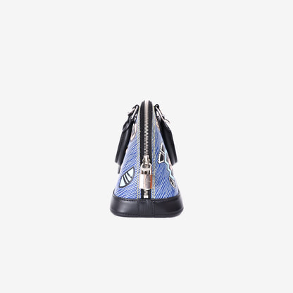 Louis Vuitton Alma BB Bag in Multicoloured Blue Denim Aztec Epi Leather with Silver Hardware