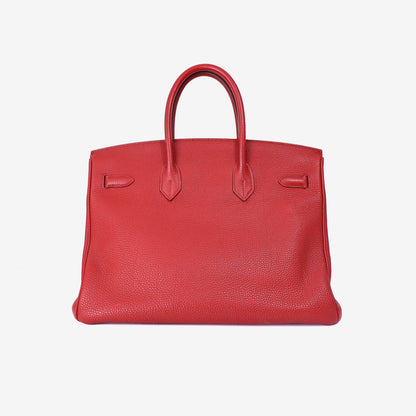 Hermès Birkin 35 in Rouge Casaque Togo Leather with Palladium Hardware bottom view