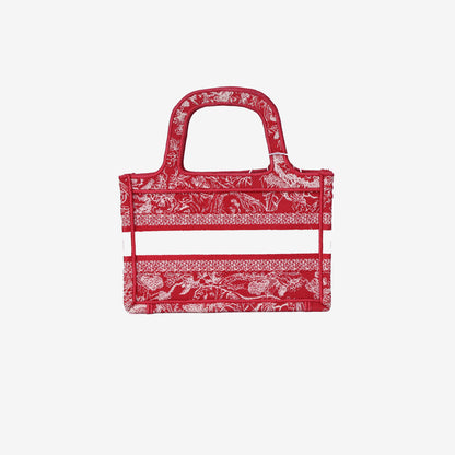 Dior Red Toile de Jouy Red Canvas Tote Bag