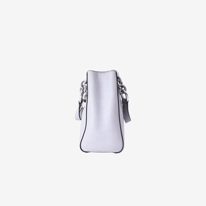 Michael Kors Cynthia Small Saffiano Satchel in Light Purple Saffiano Leather with Silver Hardware