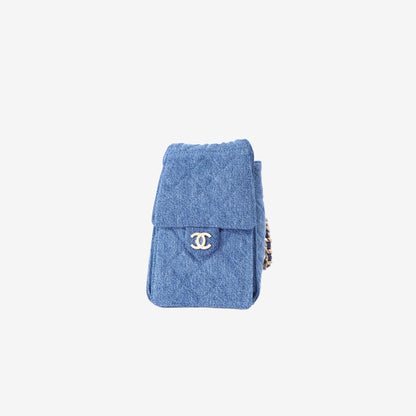 Chanel 25 Hobo Bag Small in Blue Denim with Gold Hardware