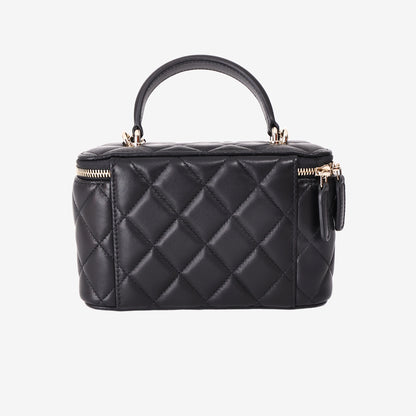 Chanel Classic Vanity Case with Chain in Black Caviar Leather with Gold Hardware