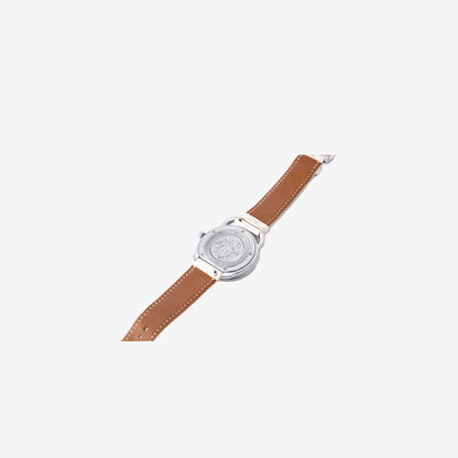 Hermès Arceau Cavales Watch 36mm in Stainless Steel with White Alligator Leather Strap