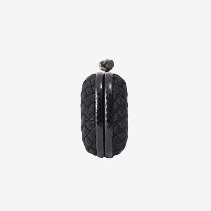 Bottega Veneta Woven Silk Stretch Knot Clutch in Black