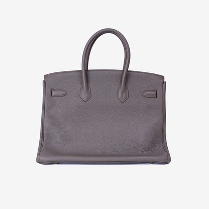 Hermès Birkin 35 in Grey Togo Leather with Lizard Stripes with Gold Hardware back view