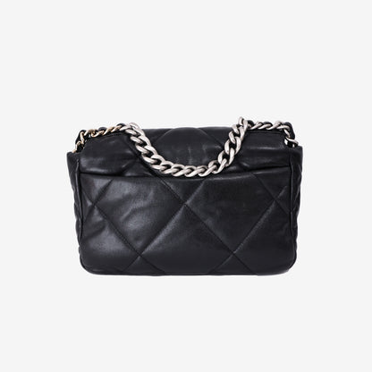 Chanel 19 Bag in Black Lambskin Leather with Silver Hardware