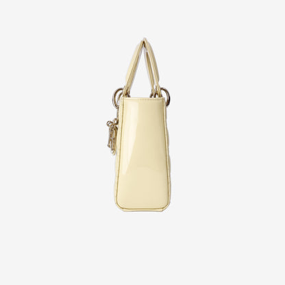 Dior Small Lady Dior Bag in Yellow Patent Leather with Gold Hardware
