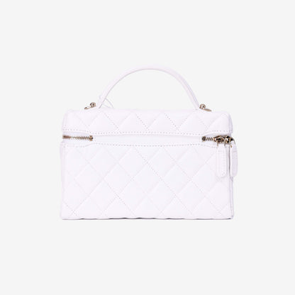 Chanel Lining LP Vanity Case in White Caviar Leather in Gold Hardware