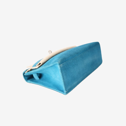 Hermès Kelly Pochette in Turquoise Veau Doblis Leather with Palladium-Plated Hardware (Contact to Enquire)