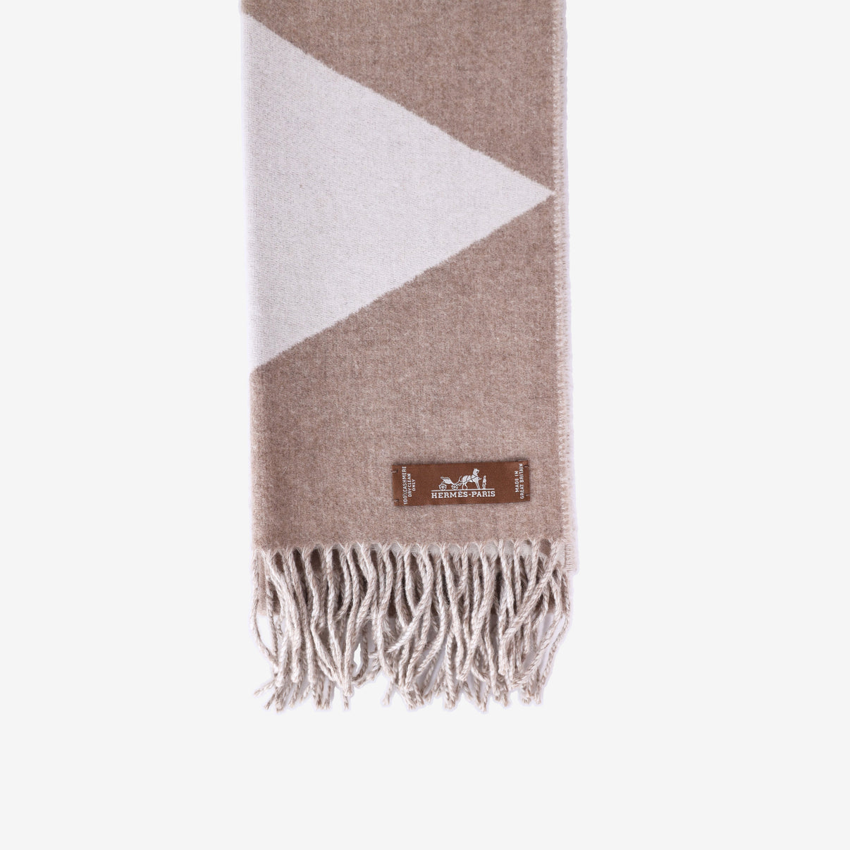 Hermès Casaque Zig Zag Muffler in Etoupe/Ivory Cashmere back view