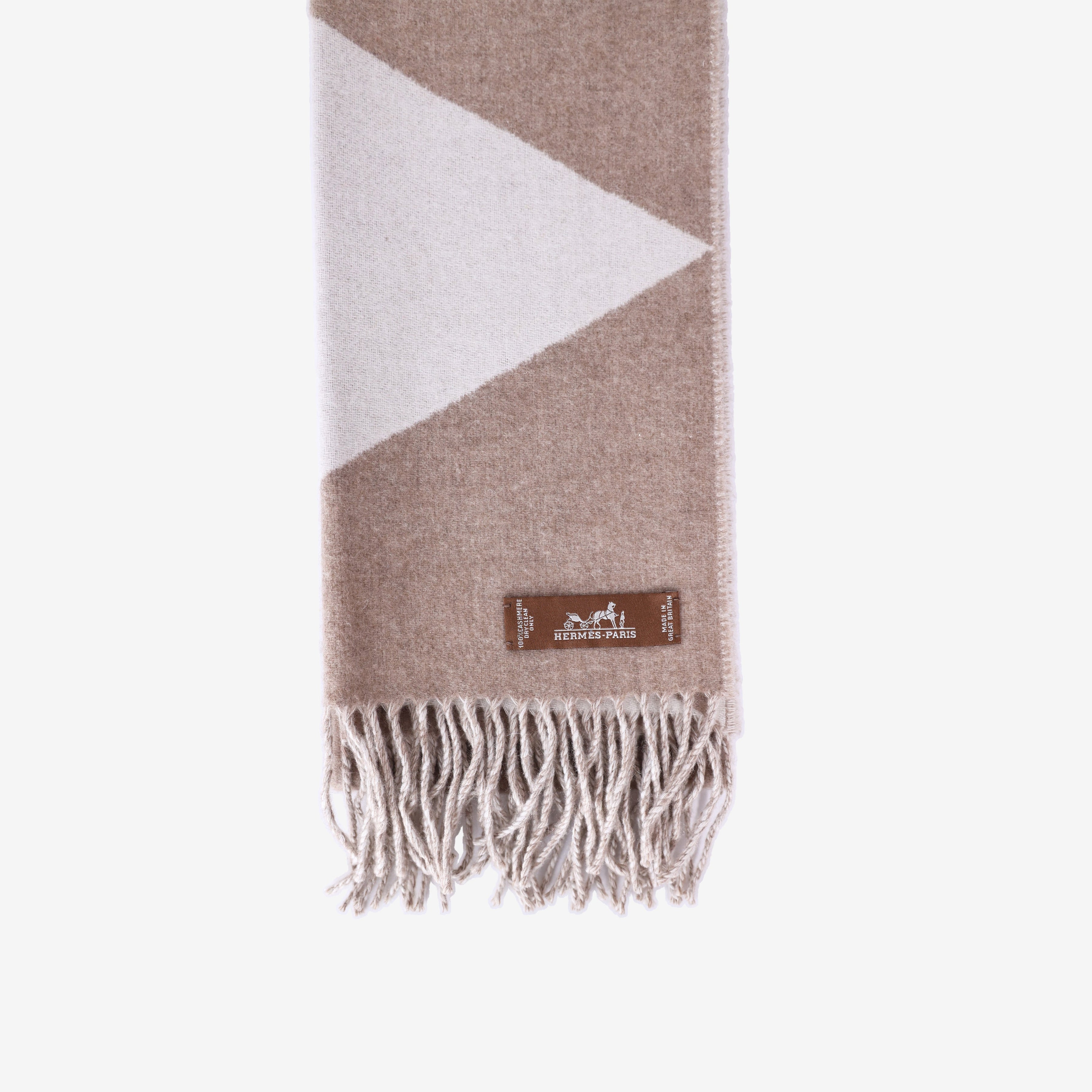 Hermès Casaque Zig Zag Muffler in Etoupe/Ivory Cashmere back view