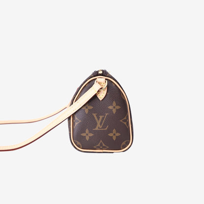 Louis Vuitton Nano Speedy in Brown Monogram Coated Canvas/Cowhide Leather with Gold Hardware