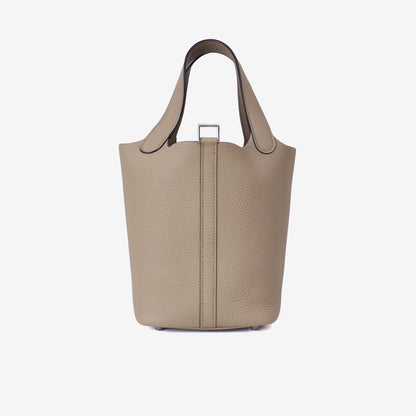 Hermès Picotin 18 in Beige de Weimar Clemence Leather with Palladium Hardware back view