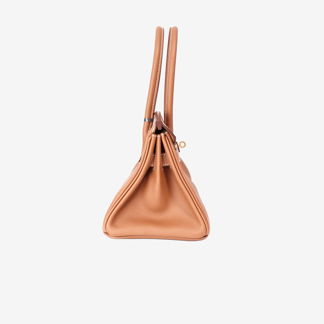Hermès Birkin Shoulder 29 in Gold Evercolor Leather with Gold Hardware side view