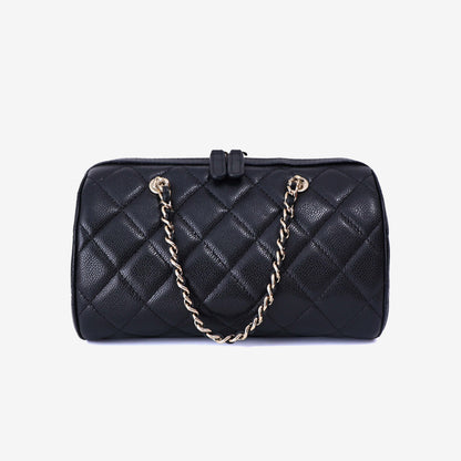 Chanel Classic Barrel Bag Mini in Black Caviar Leather with Gold Hardware back view