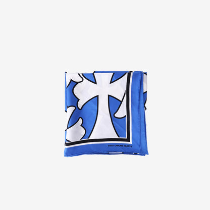 Chrome Hearts Cemetery Cross Silk Scarf in Blue/White Silk