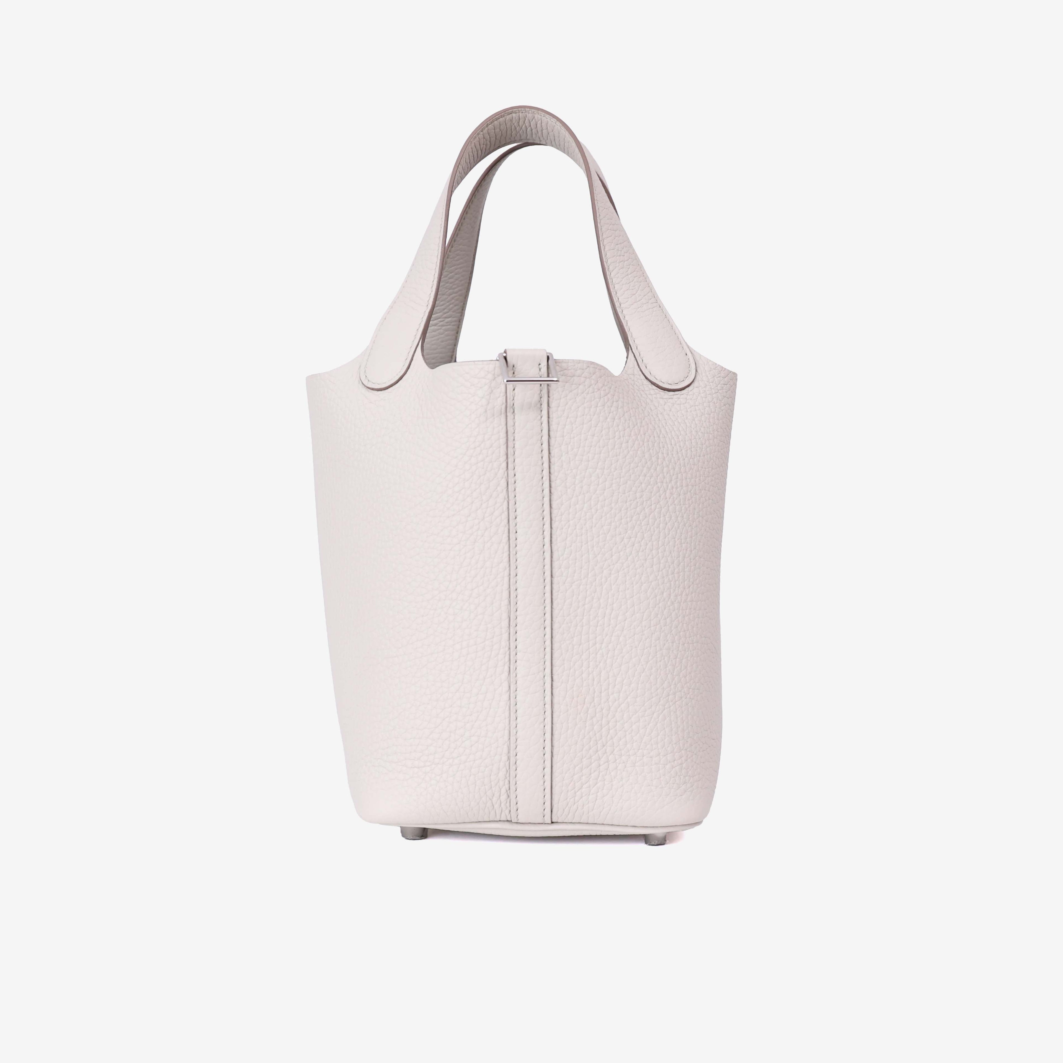 Hermès Picotin 18 in Beton Clemence Leather Palladium Hardware back view