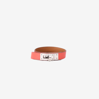 Hermès Kelly Double Tour Bracelet in Orange Field Epsom Leather with Palladium Hardware