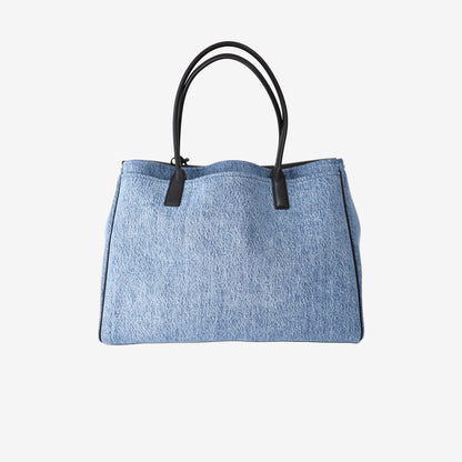 Chanel Urban Essentials Tote in Blue Denim/Black Calfskin Leather with Gold Hardware (Contact to Enquire)