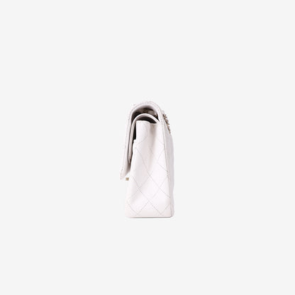 Chanel Medium Classic Double Flap Bag in White Caviar Leather with Gold Hardware