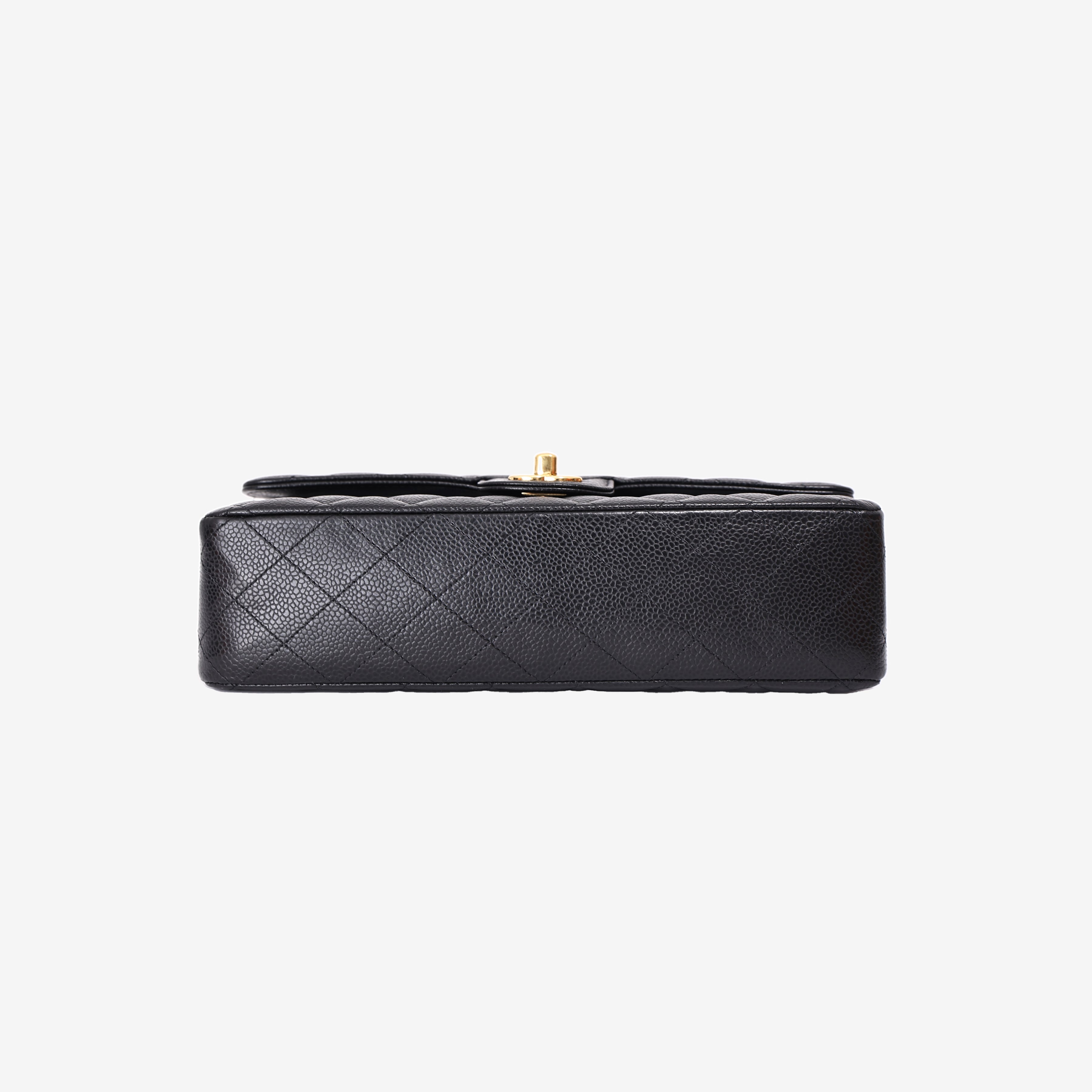 Chanel Classic Double Flap Small in Black Caviar Leather with Gold Hardware bottom view