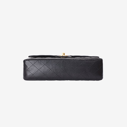 Chanel Classic Double Flap Small in Black Caviar Leather with Gold Hardware bottom view